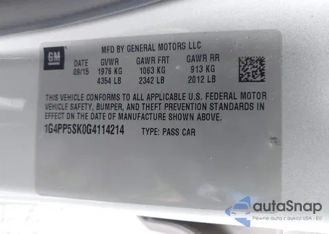 2016 Buick Verano from USA, damaged, VIN 1G4PP5SK0G4114214